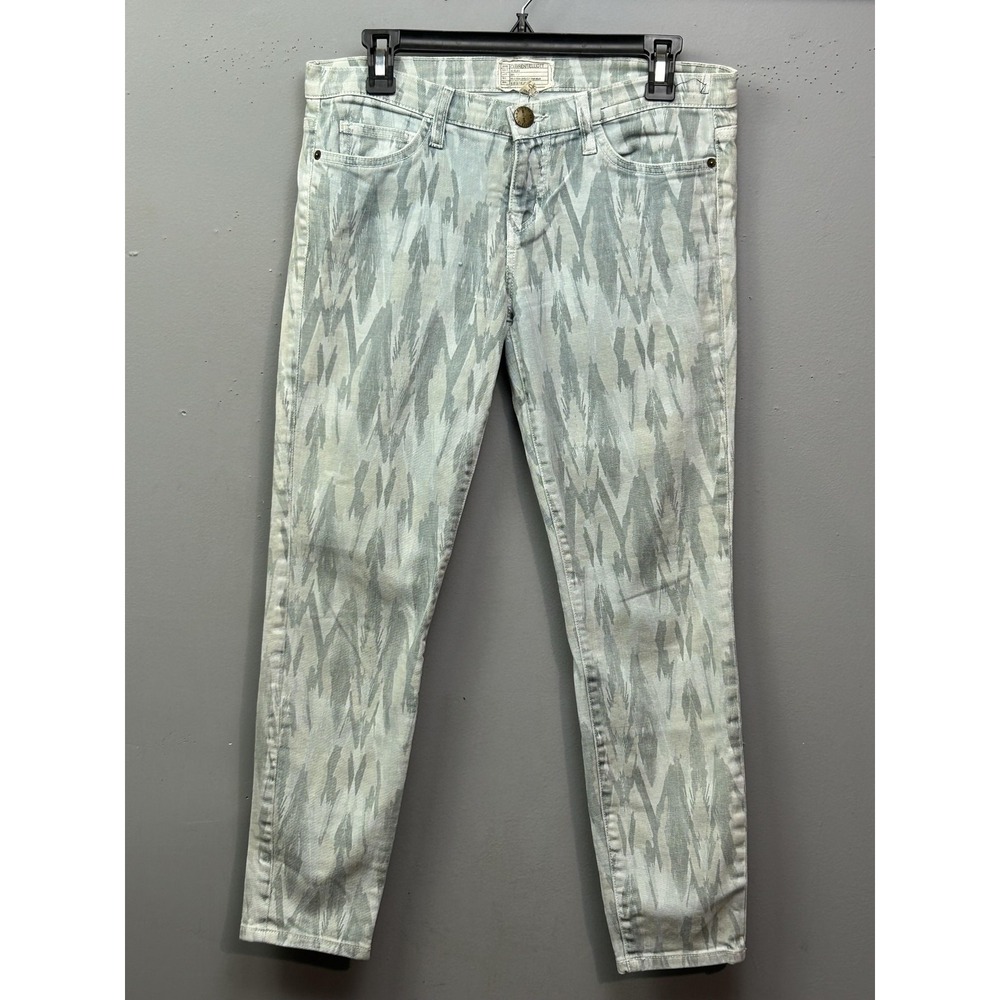 Current/Elliott The Stiletto Jeans Womens 28 Sky Blue Low Rise Skinny Crop Print
